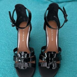 Donald Pliner patent leather wedge sandals